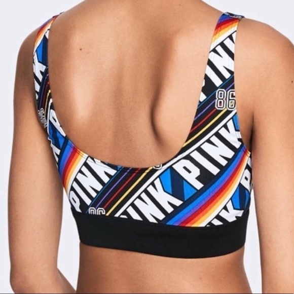 3/$25 🙌🏼 PINK Victoria’s Secret Ultimate Scoop Neck Back Stripe Sports Bra XS - Picture 2 of 5